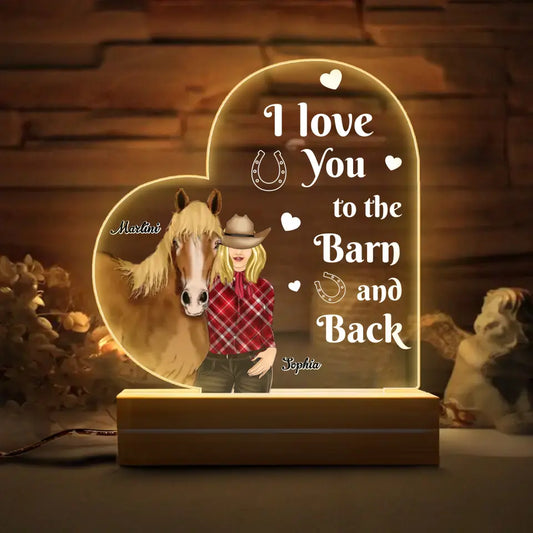 Personalized Horse Girl Acrylic Night Light - Gift Idea For Horse Lover - I Love You To The Barn And Back by CusGifts