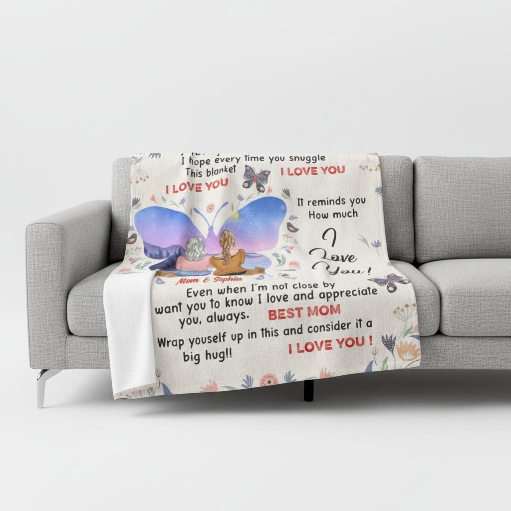 Personalized Mother And Daughter Fleece Throw/Quilt Blanket - Mother's Day Gift Idea For Mom - I Love You by CusGifts