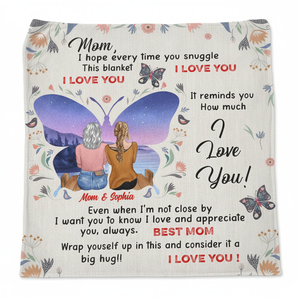 Personalized Mother And Daughter Fleece Throw/Quilt Blanket - Mother's Day Gift Idea For Mom - I Love You by CusGifts
