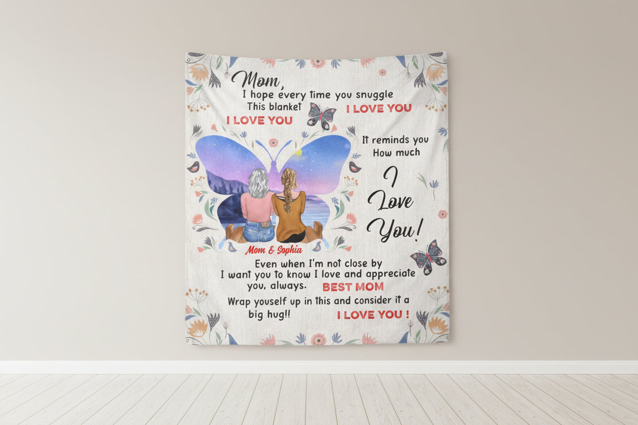 Personalized Mother And Daughter Fleece Throw/Quilt Blanket - Mother's Day Gift Idea For Mom - I Love You by CusGifts