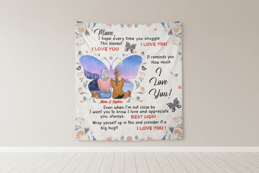 Personalized Mother And Daughter Fleece Throw/Quilt Blanket - Mother's Day Gift Idea For Mom - I Love You by CusGifts