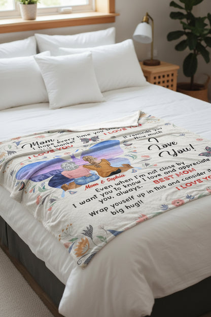 Personalized Mother And Daughter Fleece Throw/Quilt Blanket - Mother's Day Gift Idea For Mom - I Love You by CusGifts