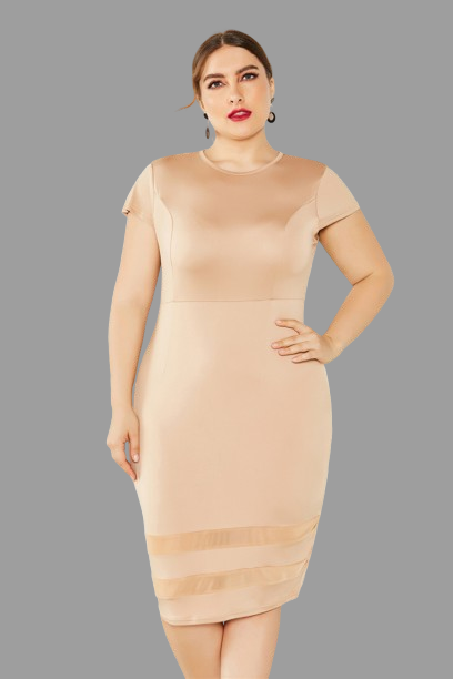 Robe Midi Détail Maille de Grande Taille