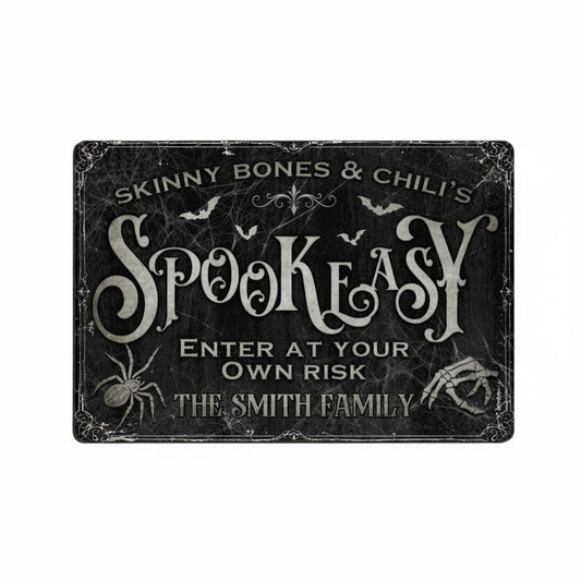Personalized Spooky Doormat - Halloween Gift Idea For Family - Skinny Bones & Chili's Spookeasy by CusGifts
