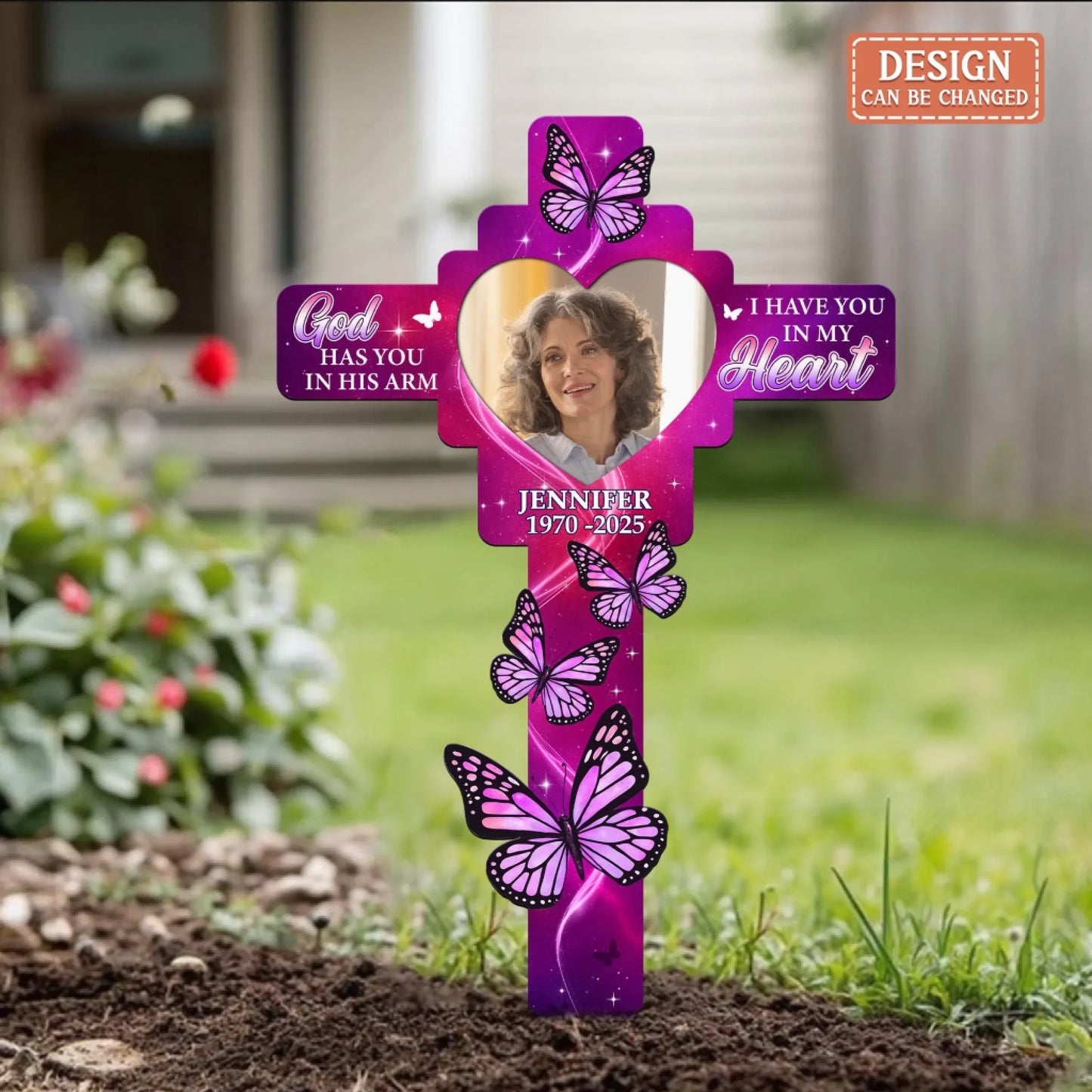 Personalized Memorial Metal Sign - Upload Photo - Memorial Gift Idea - God Has You In His Arm I Have You In My Heart by CusGifts
