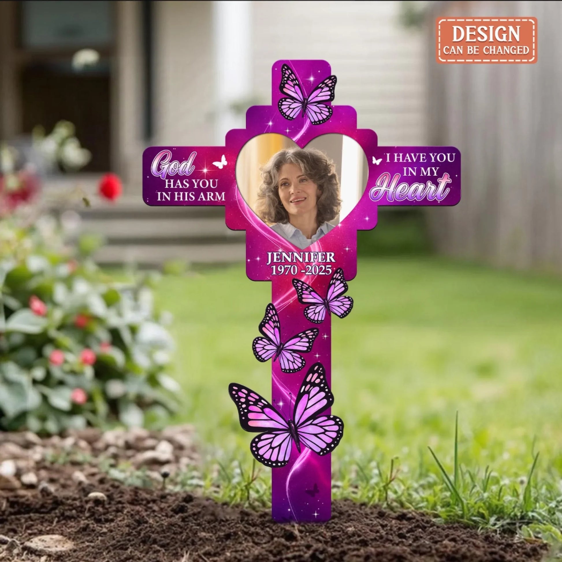 Personalized Memorial Metal Sign - Upload Photo - Memorial Gift Idea - God Has You In His Arm I Have You In My Heart by CusGifts