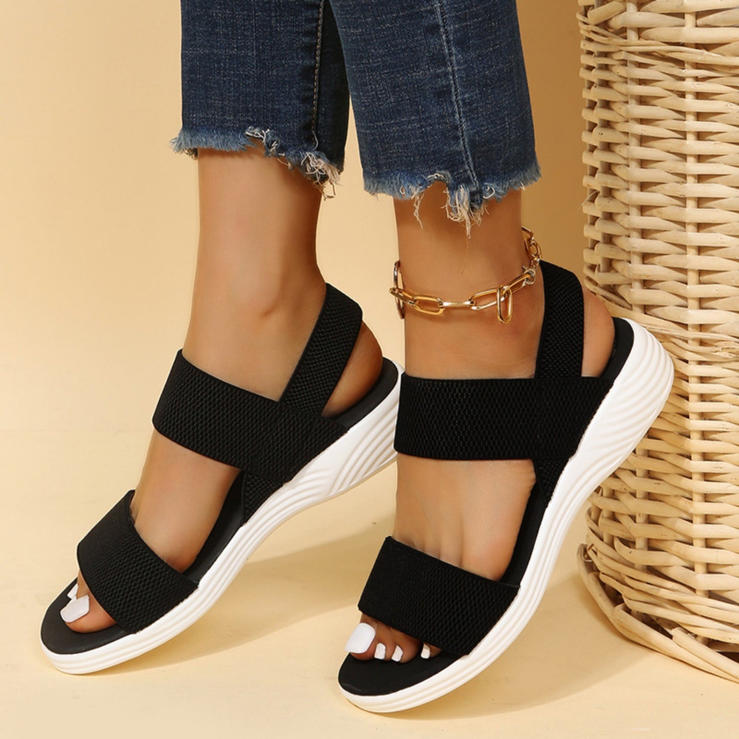 Women's Rubber Open Toe Low Heel Sandals