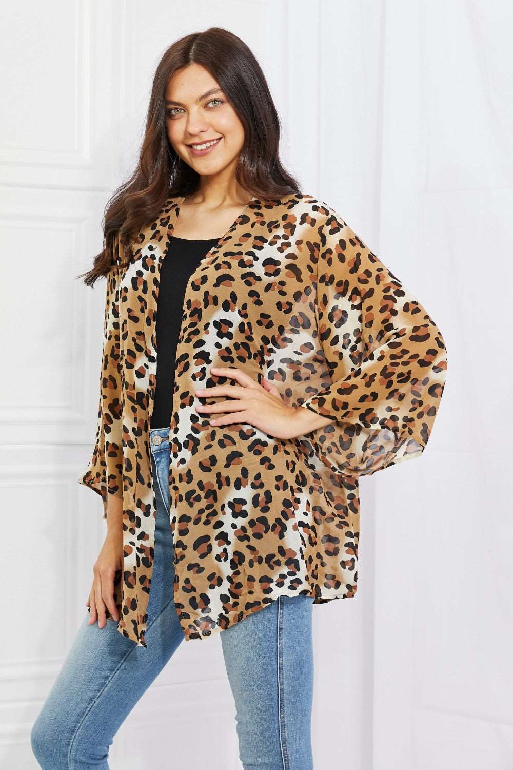 Melody - Women's Wild Muse Animal Print Kimono in Camel