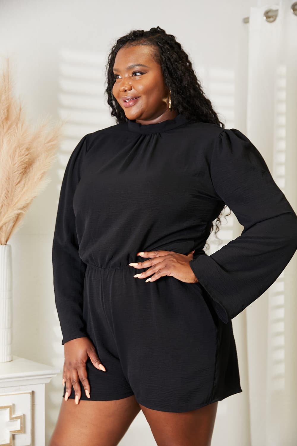 Culture Code Plus-Size Open Back Romper with Pockets