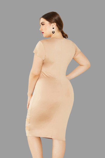 Robe Midi Détail Maille de Grande Taille