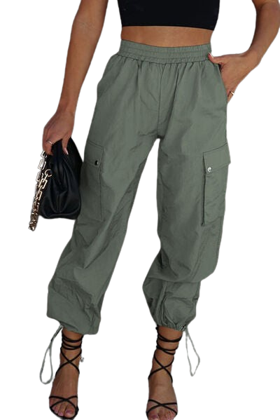 Pantalon taille élastique avec cordon de serrage et poches pour femme