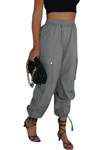 Women's Drawstring Elastic Waist Pants with Pockets