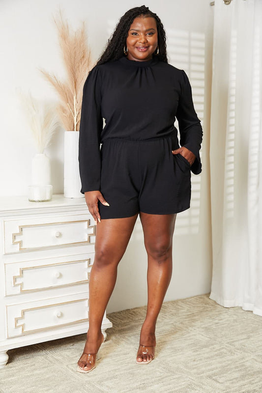 Culture Code Plus-Size Open Back Romper with Pockets