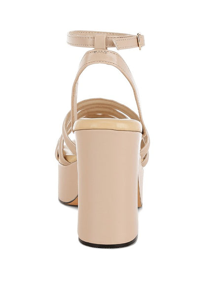 Rag & Co. Athla Strappy High Platform Block Heel Sandals – Beige Beige US-9 UK-7 EU-40