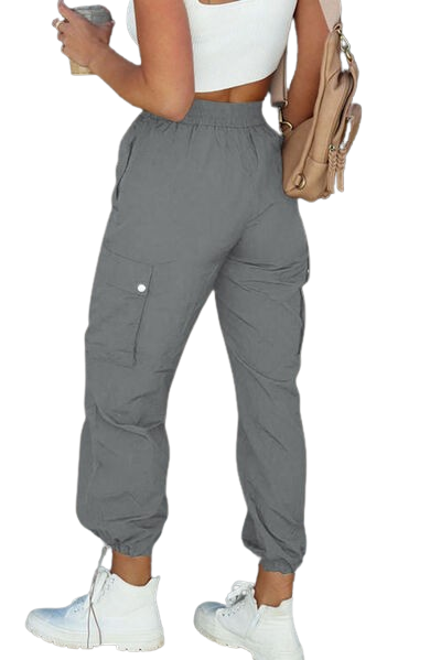 Women's Drawstring Elastic Waist Pants with Pockets