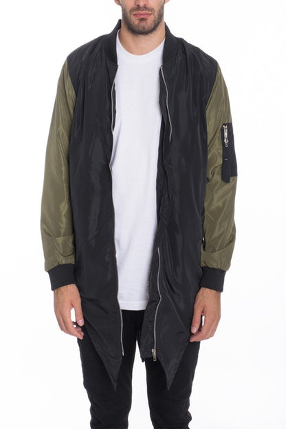 Men's Fish Tail Bomber Jacket Olive