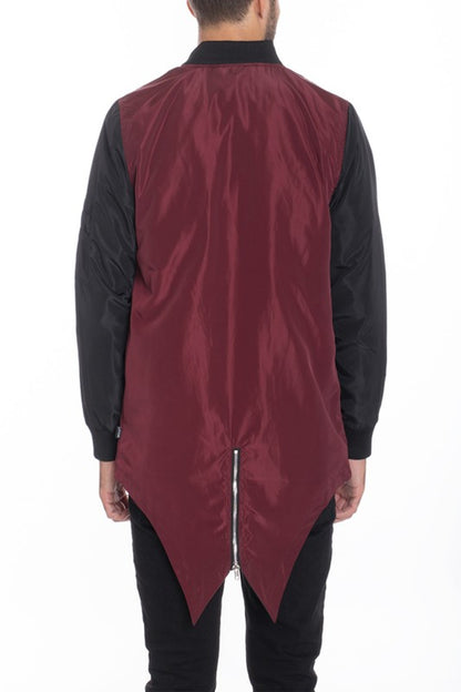Men's Fish Tail Bomber Jacket Burgandy XL