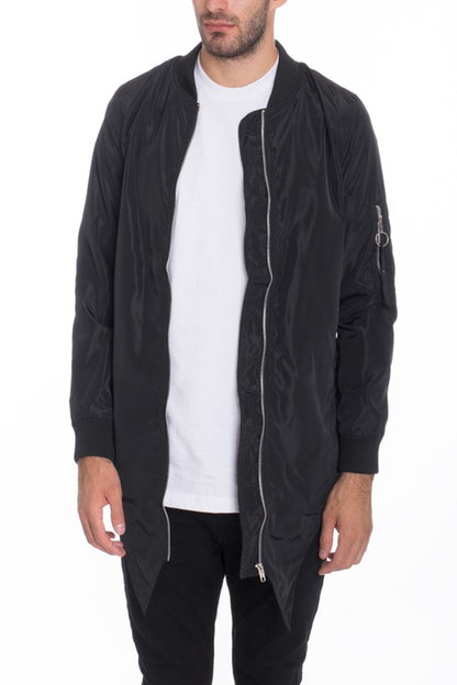 Men's Fish Tail Bomber Jacket Black XL