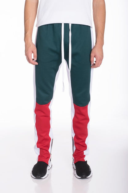 Men's Color Block Track Pants Green Red
