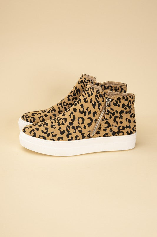 Route-S High Top Leopard Sneakers