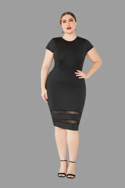 Robe Midi Détail Maille de Grande Taille