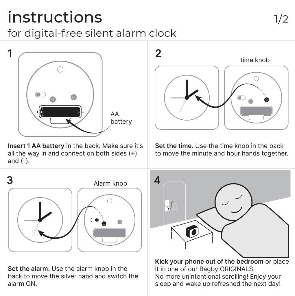 Bagby CLASSIC - Silent Alarm Clock by Bagby