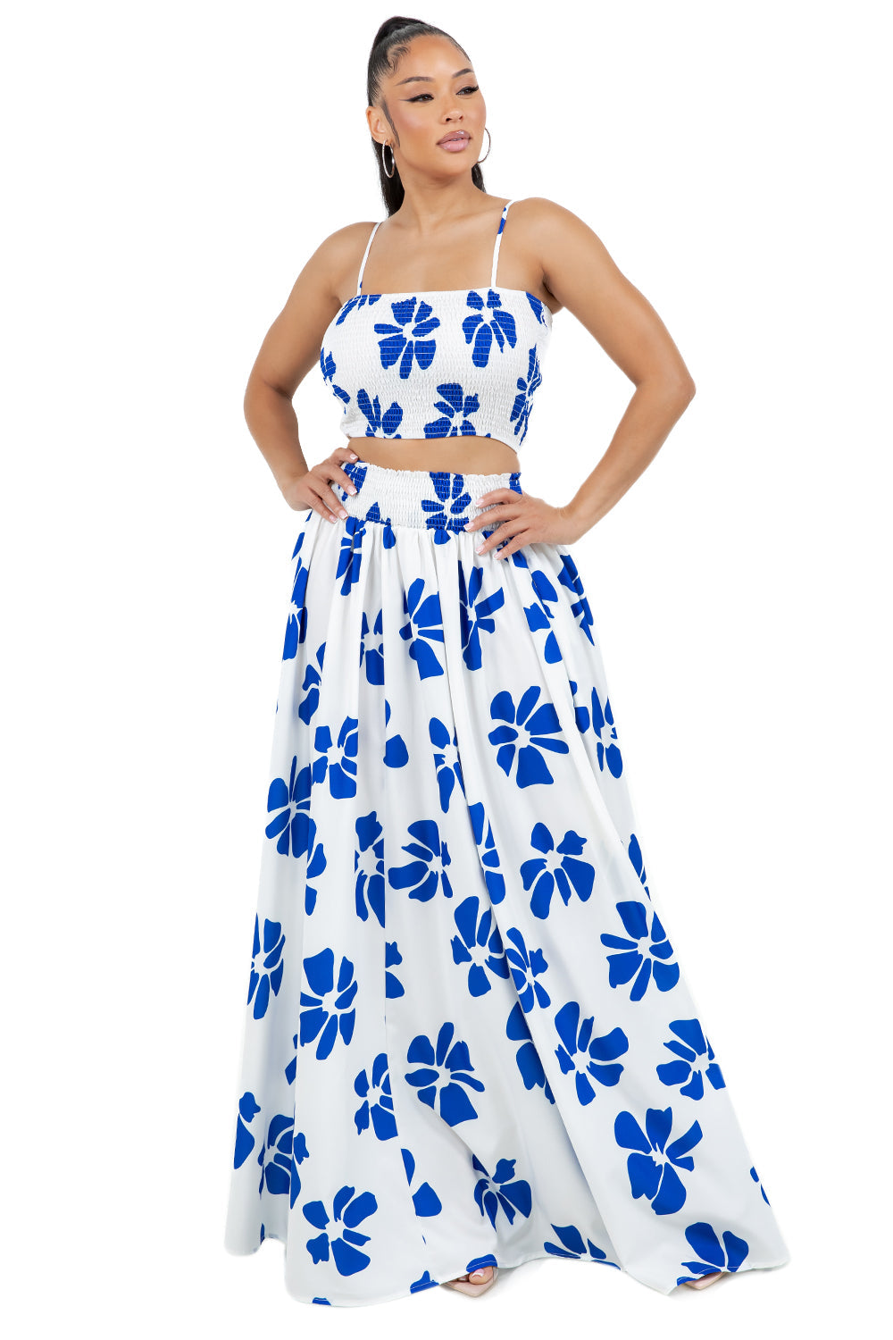 WOMEN FASHION TOP AND SKIRT SET Royal Blue