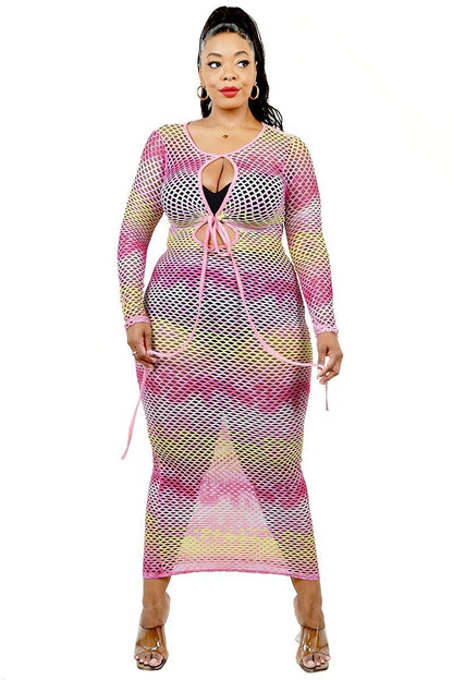 Aura Maxi Dress — Gradient Fishnet Overlay 3XL