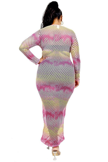Aura Maxi Dress — Gradient Fishnet Overlay 2XL