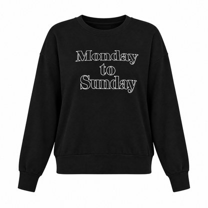 Black "monday Sunday" Print Long Sleeve Relaxed Sweatshirt Top by TASHA APPAREL
