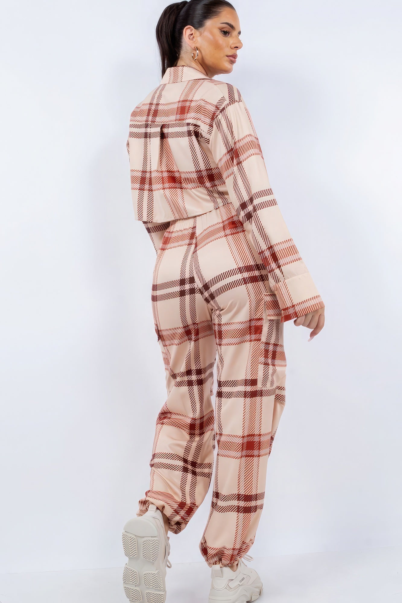 Cropped Shirt and Cargo Pants Set in Taupe