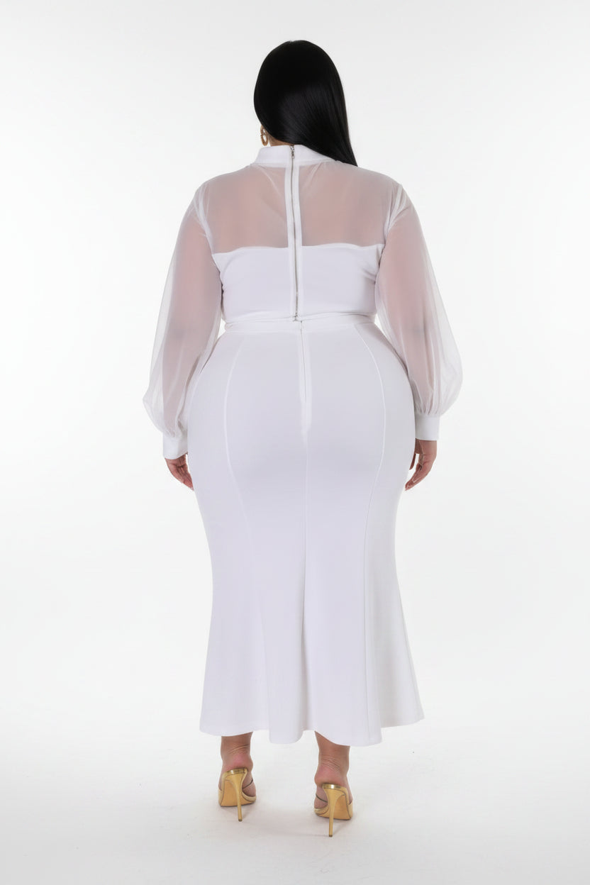 Plus Size Mock Neck High-Waist Stretch Skirt Set