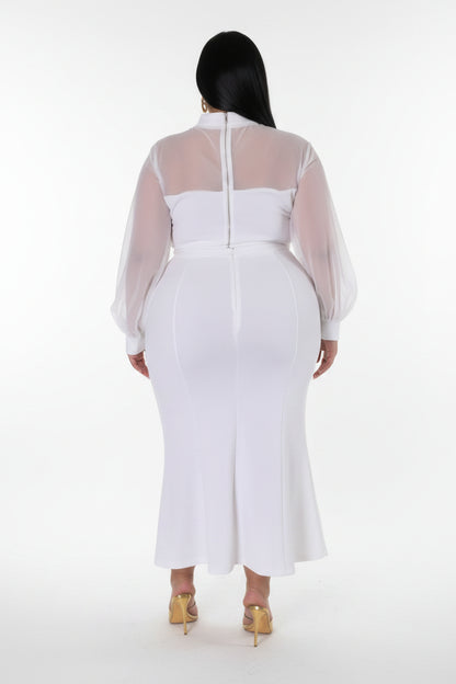 Plus Size Mock Neck High-Waist Stretch Skirt Set