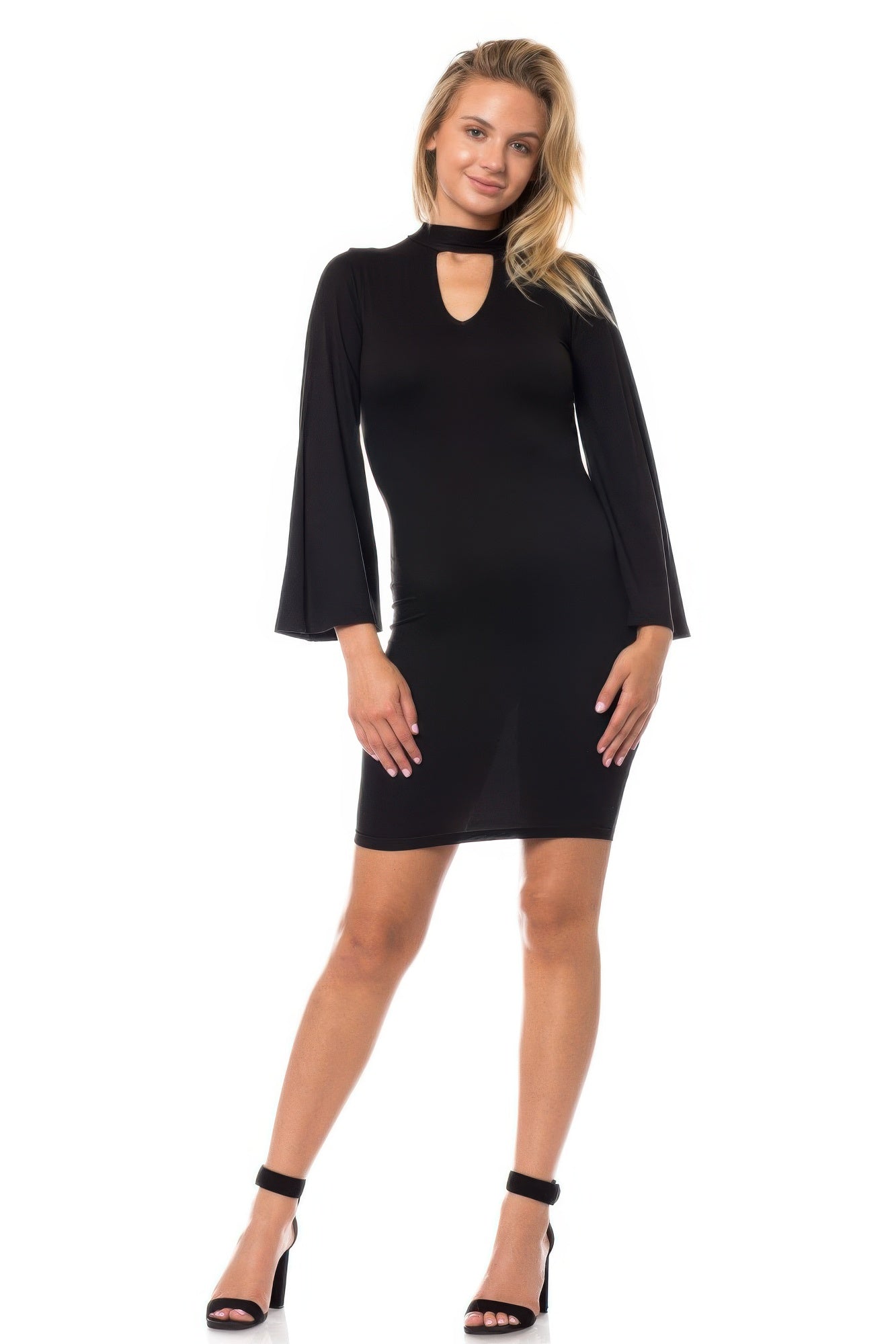 Brushed DTY Sleek Midi Dress in Black