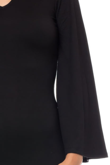 Brushed DTY Sleek Midi Dress in Black
