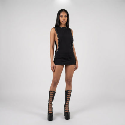 Hollow Cut-Out Mini Dress by Mavena Co.