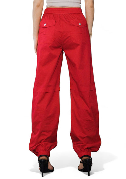Women's Baggy Cargo Pants – Elastic Waist, Drawstring & Zip Pockets