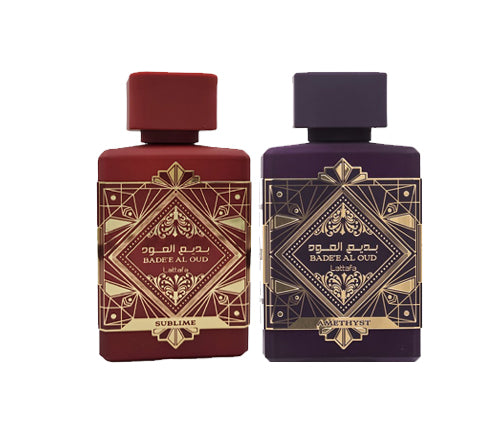 Lattafa Badee Al Oud Sublime & Lattafa Badee Al Oud Amethyst Bundle by The Perfume Box