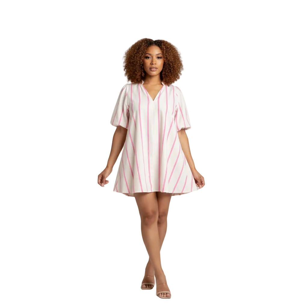 Striped Dolman Sleeve Mini Dress by Mavena Co.