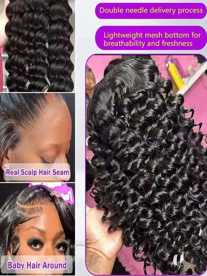 40 42 Inch HD Loose Deep Wave 13x6 Lace Front Human Hair Wigs Brazilian Curly Water Wavy 13x4 Lace Frontal Wigs For Women 250% by SEVHENN