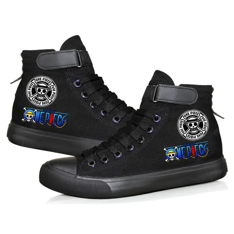 One Piece Luffy High Top Shoes: Autumn Winter Anime Sneakers black 10