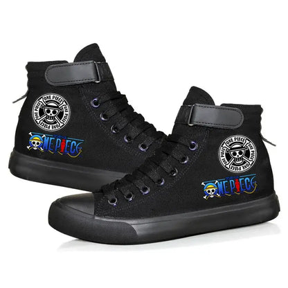 One Piece Luffy High Top Shoes: Autumn Winter Anime Sneakers black 10