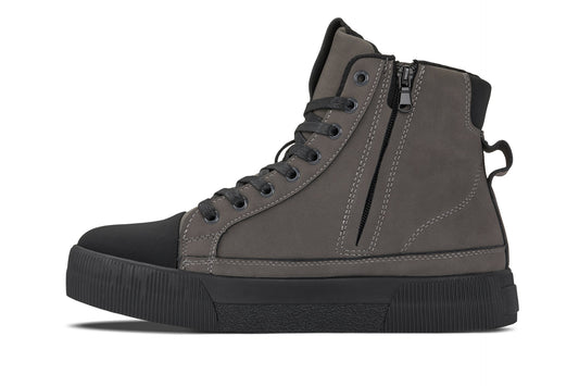 CALTO Men's Height-Increasing Cap Toe High Top Zip-Up Sneaker Boots in Grey 7