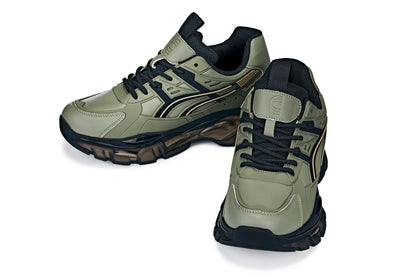 CALTO Men's Elevator Sneakers | 2.6" Height Boost Chunky Sole Sporty Sneaker in Khaki Green