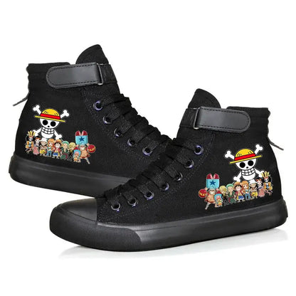 One Piece Luffy High Top Shoes: Autumn Winter Anime Sneakers black 9