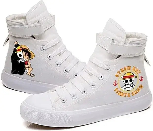 One Piece Luffy High Top Shoes: Autumn Winter Anime Sneakers white 1