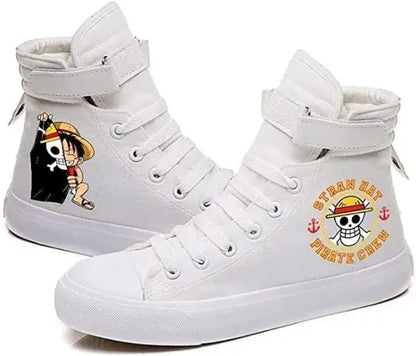 One Piece Luffy High Top Shoes: Autumn Winter Anime Sneakers white 1