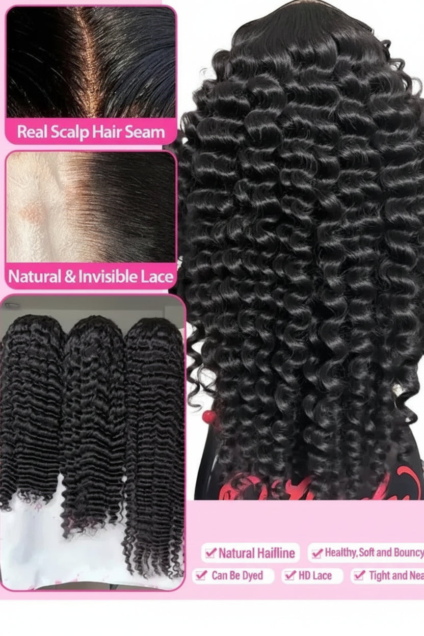 40 42 Inch HD Loose Deep Wave 13x6 Lace Front Human Hair Wigs Brazilian Curly Water Wavy 13x4 Lace Frontal Wigs For Women 250% by SEVHENN