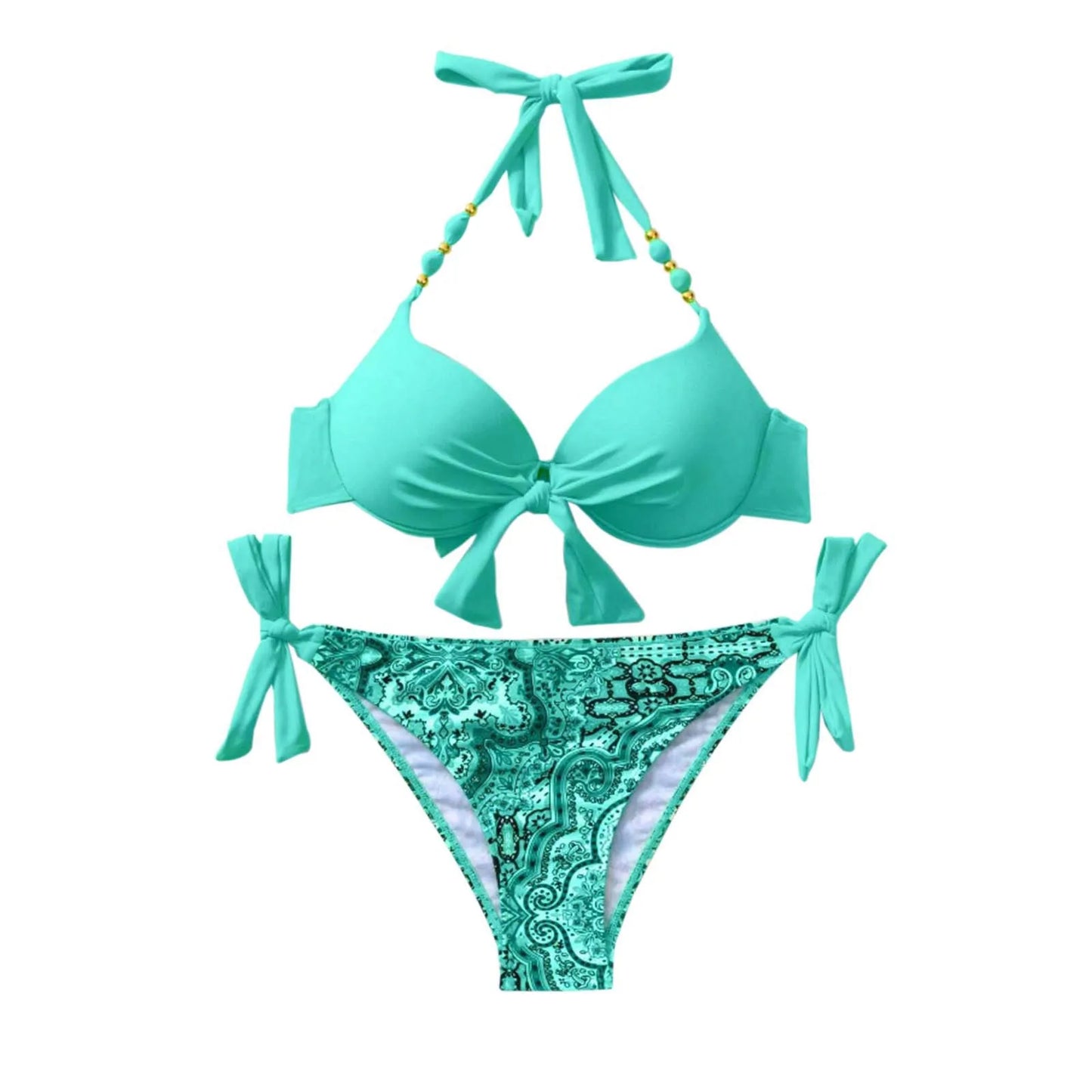 Strap Split Bikini Set - Two-Piece Swimsuit BU1 United States