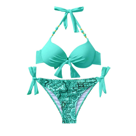 Strap Split Bikini Set - Two-Piece Swimsuit BU1 United States